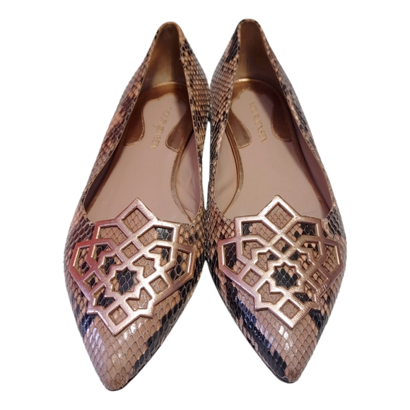 Nour Jensen Leather Snakeskin Python Pointed Toe Flats Women's Size 38.5 - 8 - Picture 3 of 8